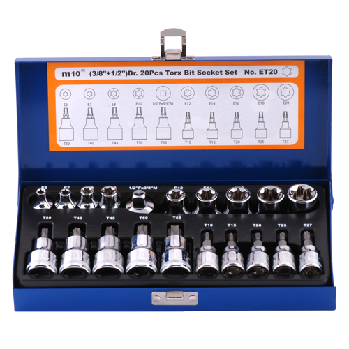 M10 3/8″ 1/2″ Dr Star Socket Set (20pcs) – ET20