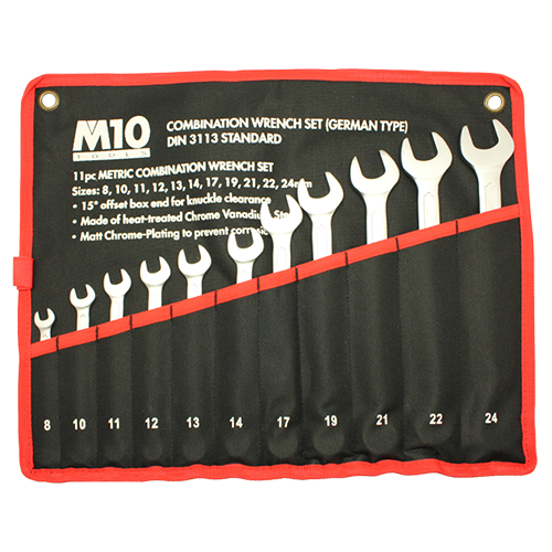 M10 Combination Wrench Set (DIN Type) Satin Finish