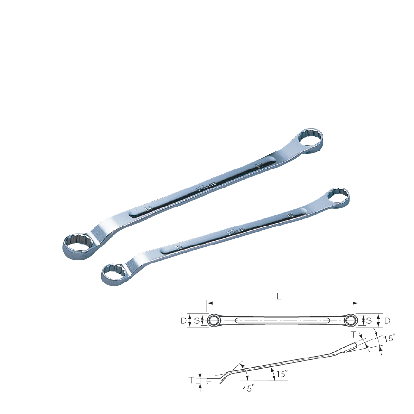 KTC Thin Type Profit Wrench 45° x 15° Offset Wrench