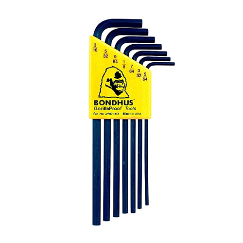 BONDHUS Hex Key L-Wrench Set Long Arm (Black – 7pcs)