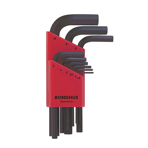BONDHUS Hex Key L-Wrench Set Short Arm (Black – 9pcs)