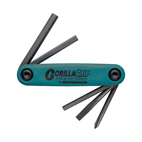 BONDHUS Fold Up Hex Key L-Wrench Set (Slotted, Phillips, Square) : 12543 RFU5