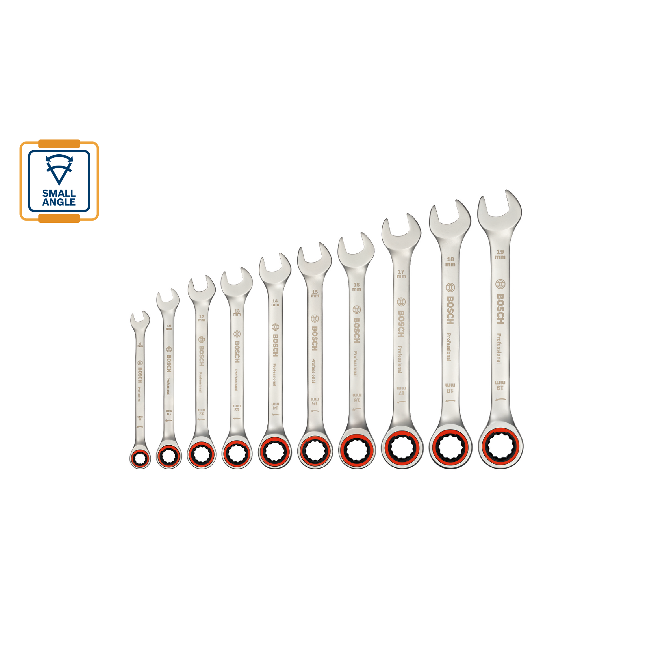 BOSCH Ratchet Spanner Set 10 Pcs (8 -19mm) - 1600A02AU0