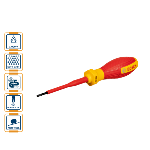 BOSCH Insulated (VDE) Slotted Screwdriver (-)