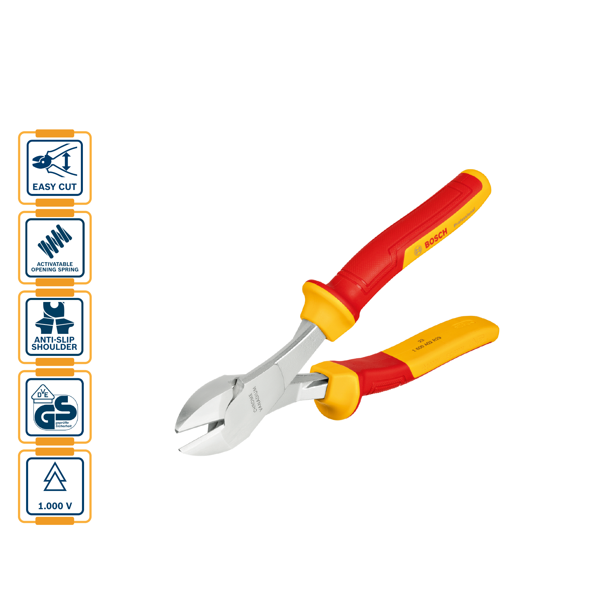 BOSCH Insulated (VDE) High Leverage Diagonal Side Cutter 200mm