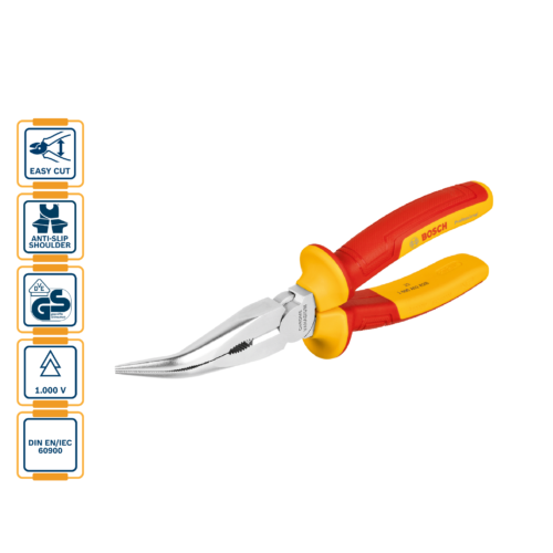 BOSCH Insulated (VDE) Long Nose Plier Bent 40° 200mm
