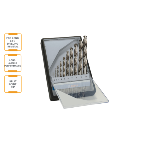 BOSCH Robust Line HSS-G Twist Drill Bit Set (10 Pcs) – 2607010535
