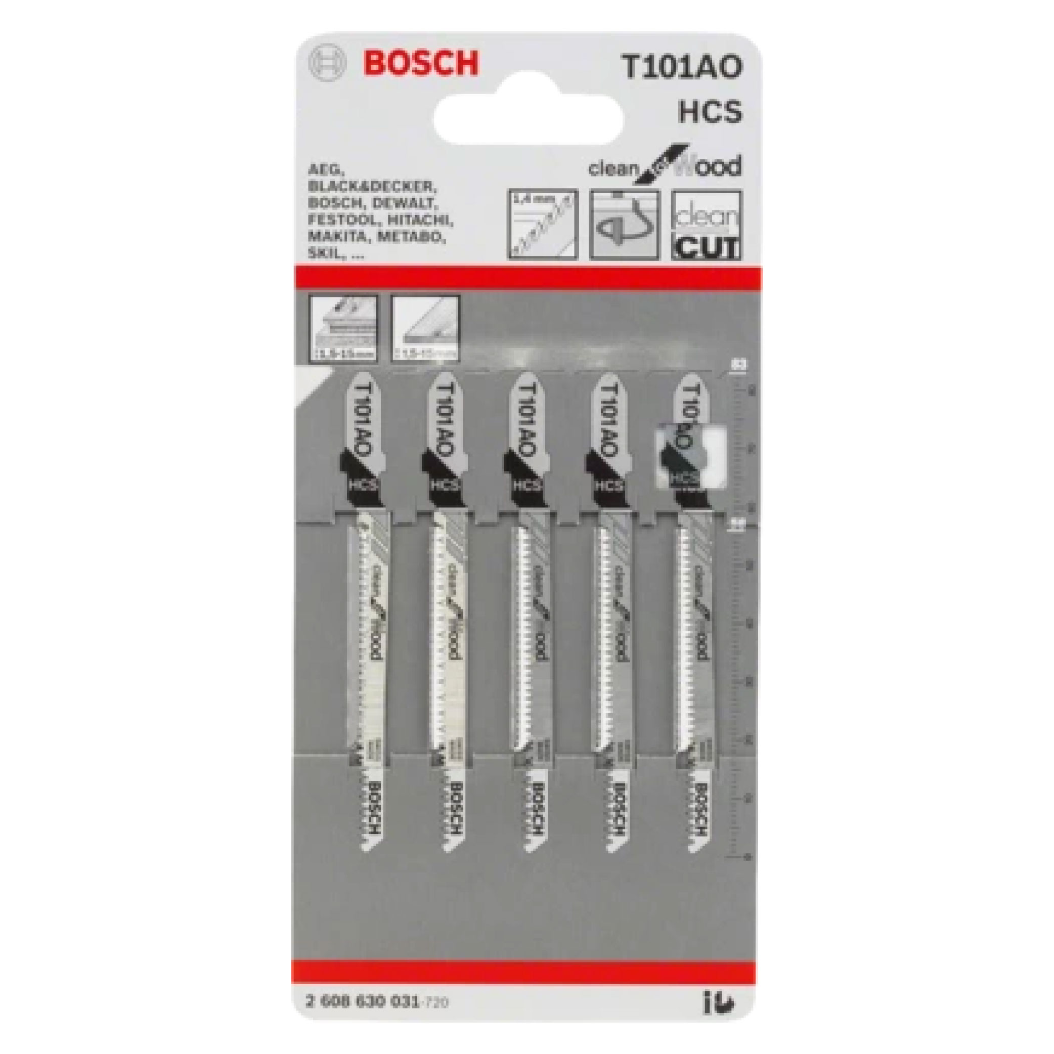 BOSCH T 101 AO Wood Jigsaw Blade (5 Pcs/Pack)