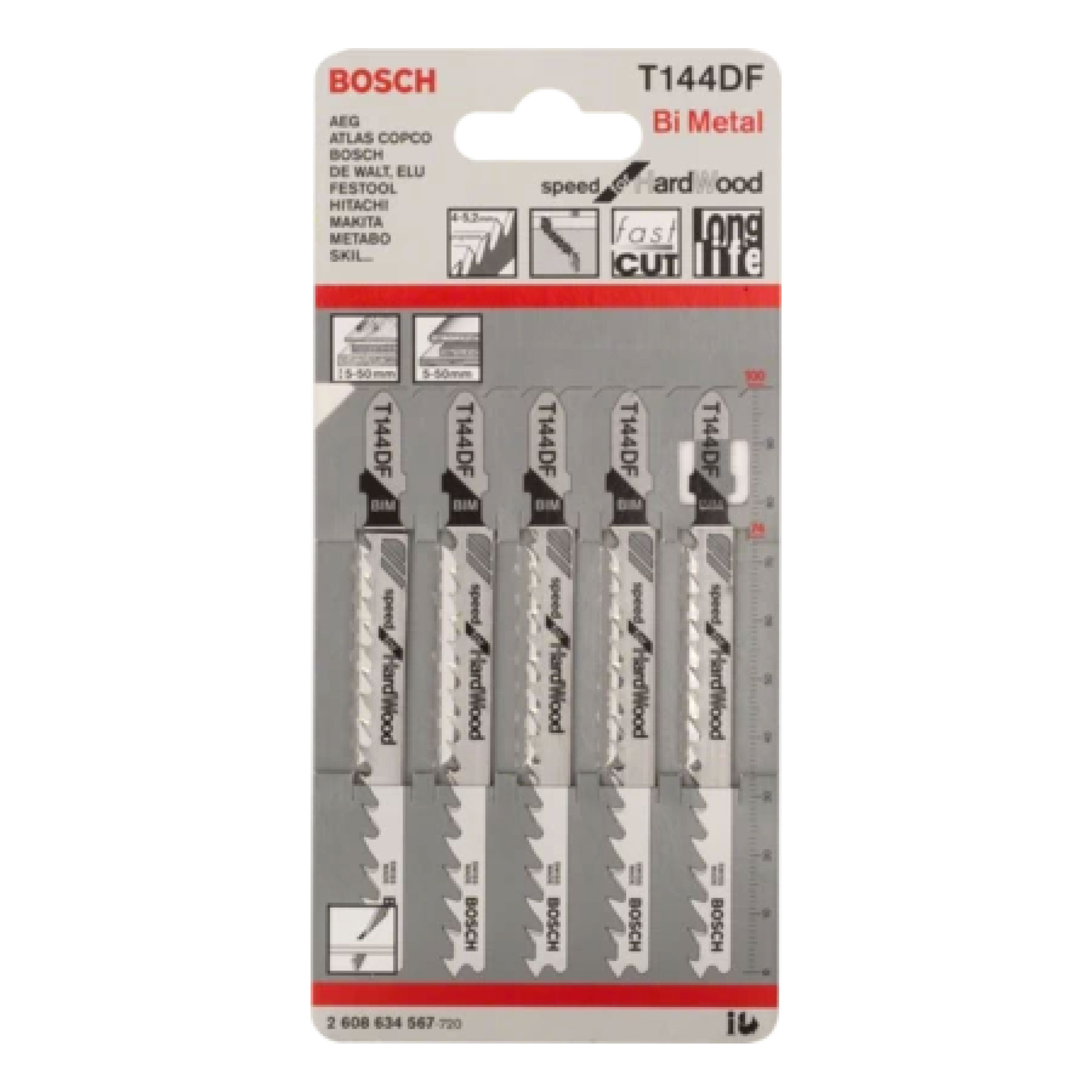 BOSCH T 144 DF Hard Wood Jigsaw Blade (5 Pcs/Pack)