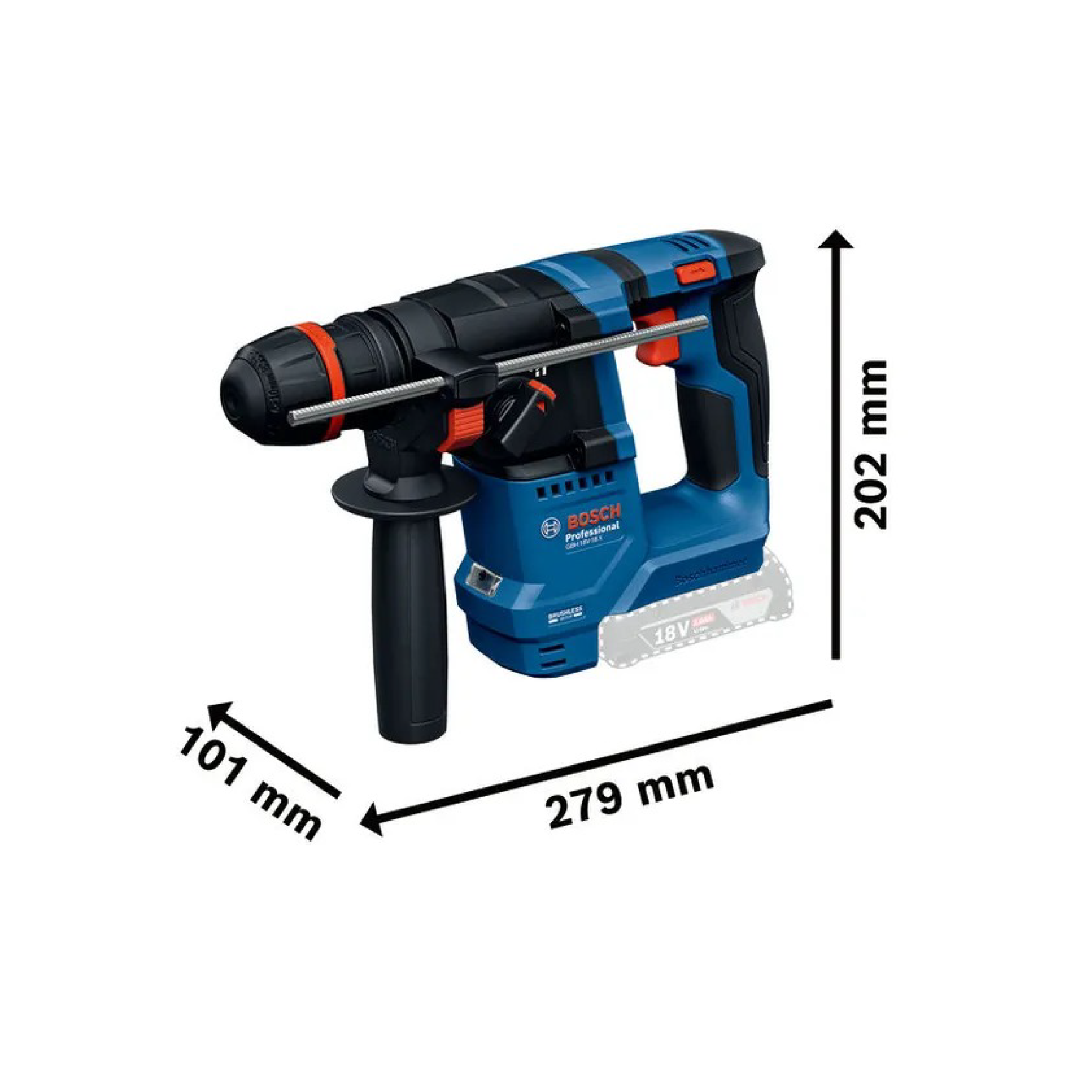 BOSCH GBH 18V-18 X Cordless Rotary Hammer with ONECHUCK (Solo) - 06119271J0 - Image 3