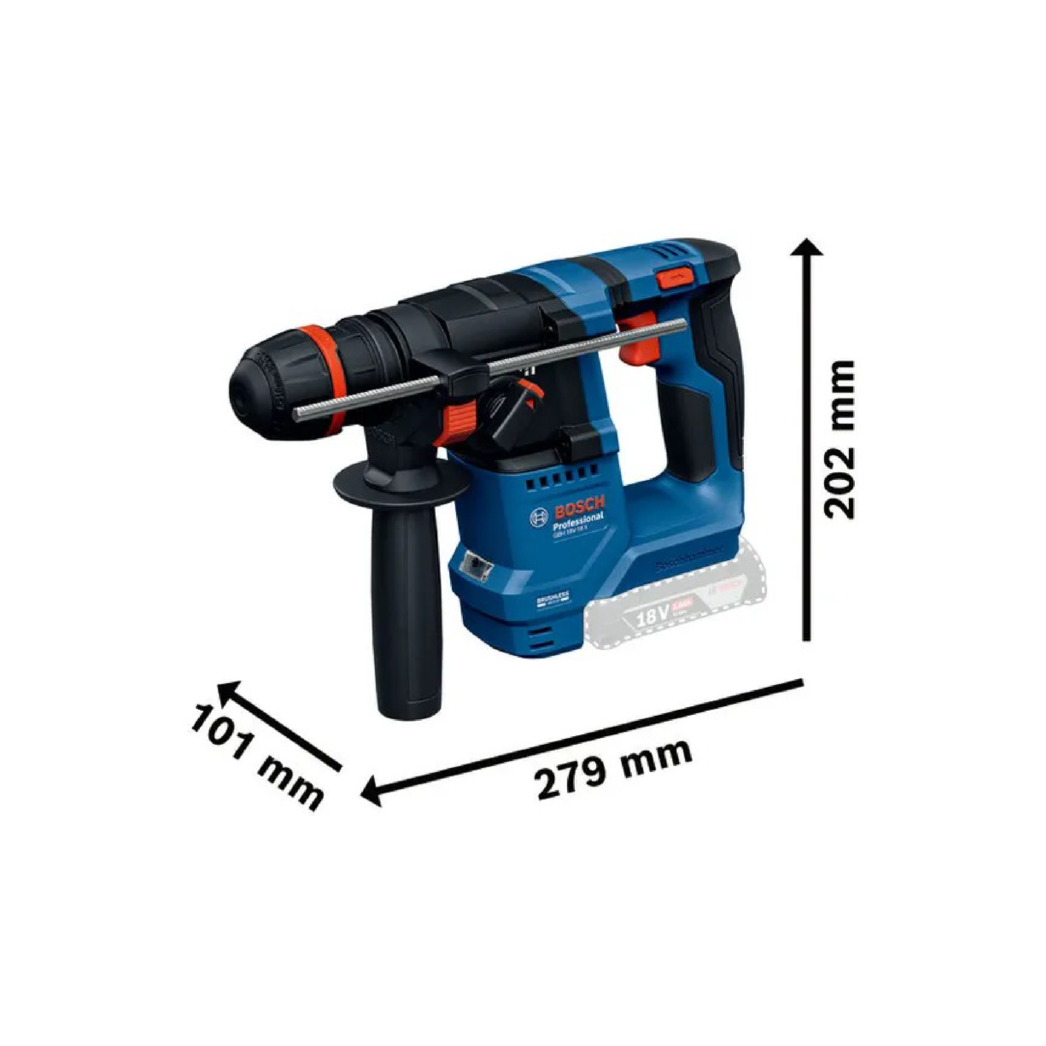 BOSCH GBH 18V-22 X Cordless Rotary Hammer with ONECHUCK - 06119241L0 - Image 3