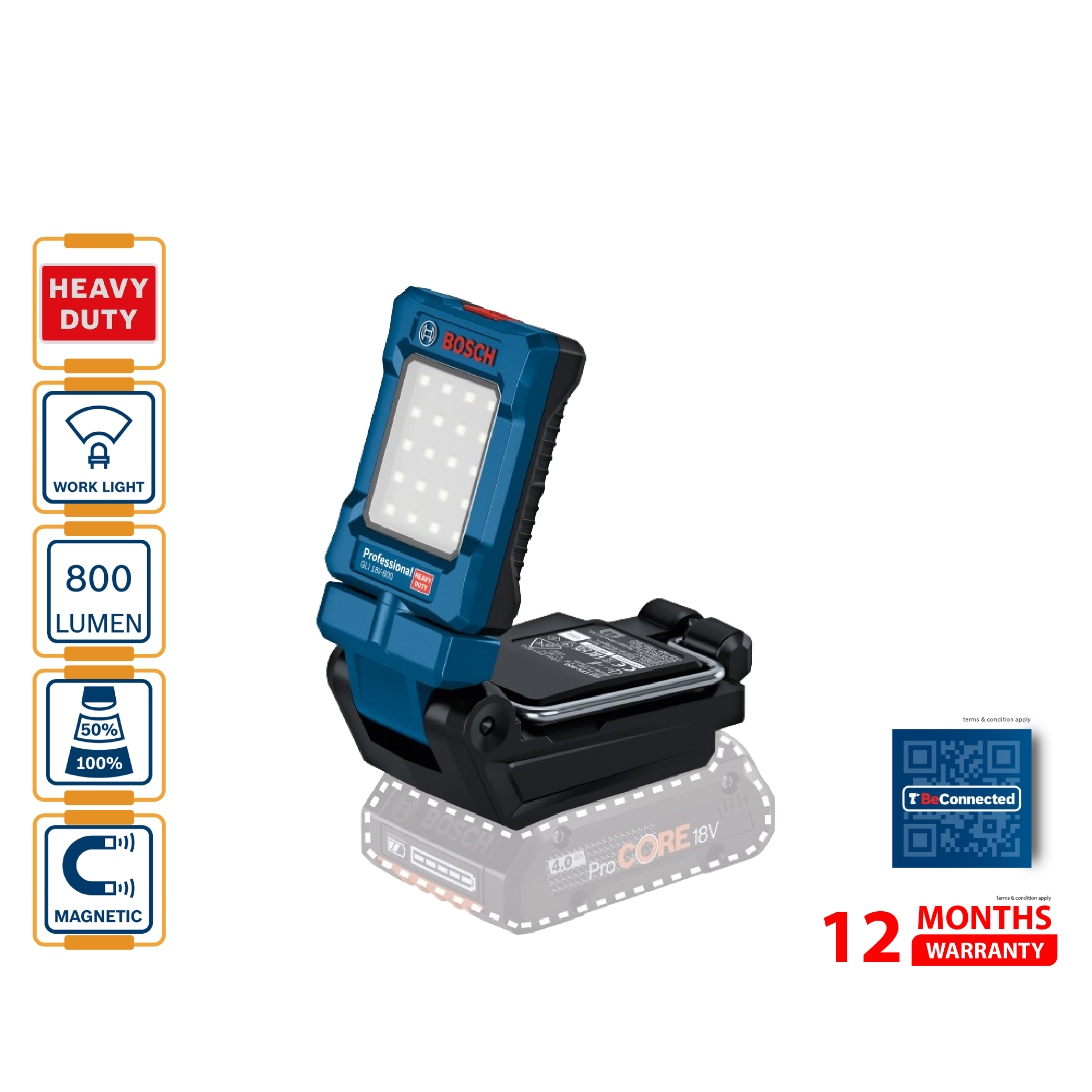 BOSCH GLI 18V-800 Cordless Light (Solo) - 0601443600