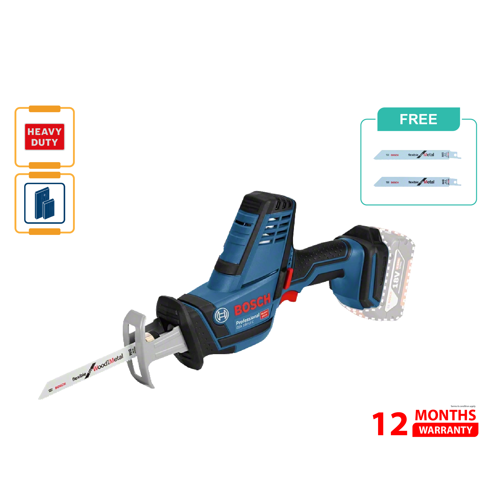 BOSCH GSA 18V-LI C Cordless Sabre Saw (Solo)