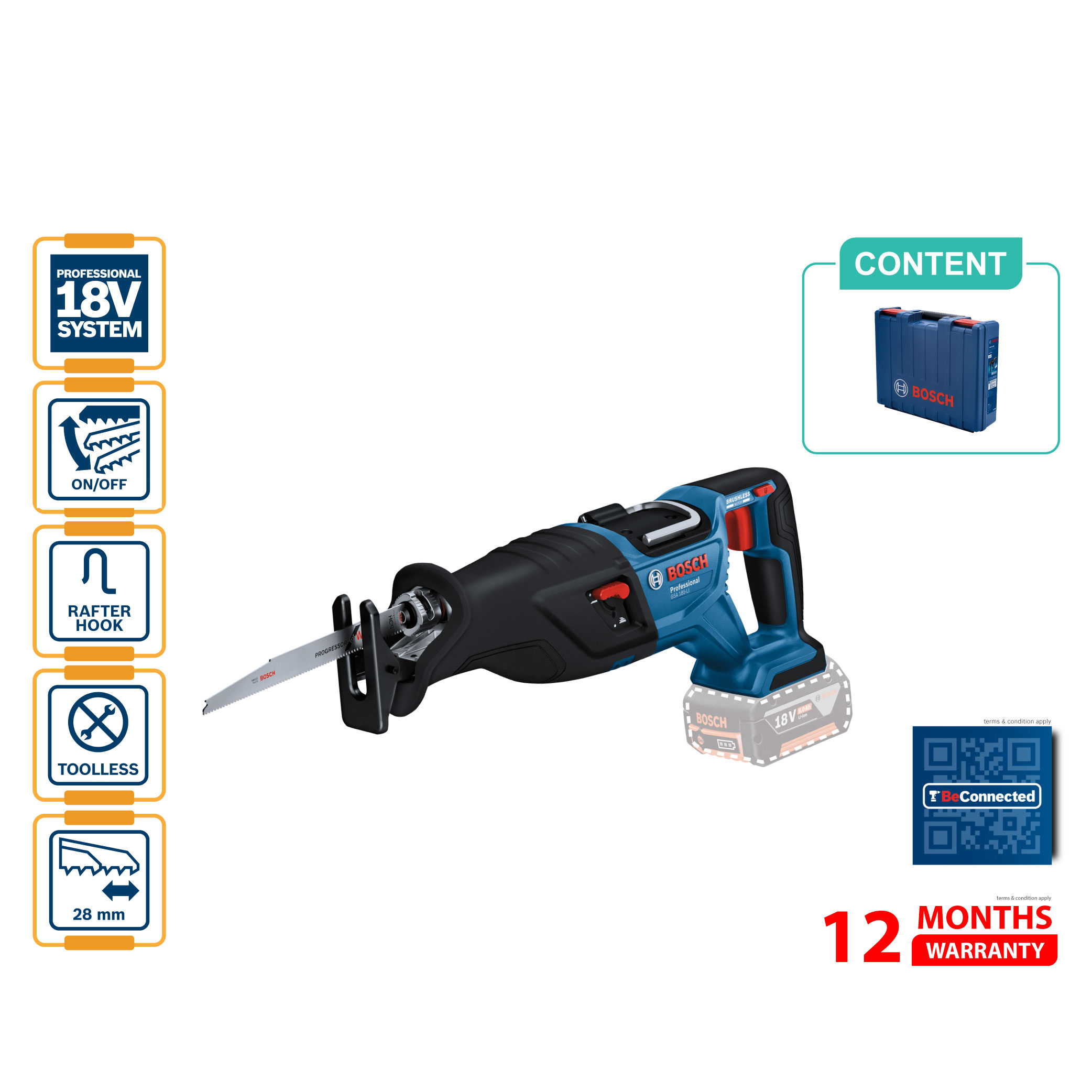 BOSCH GSA 185 LI Cordless Reciprocating Saw (Solo)