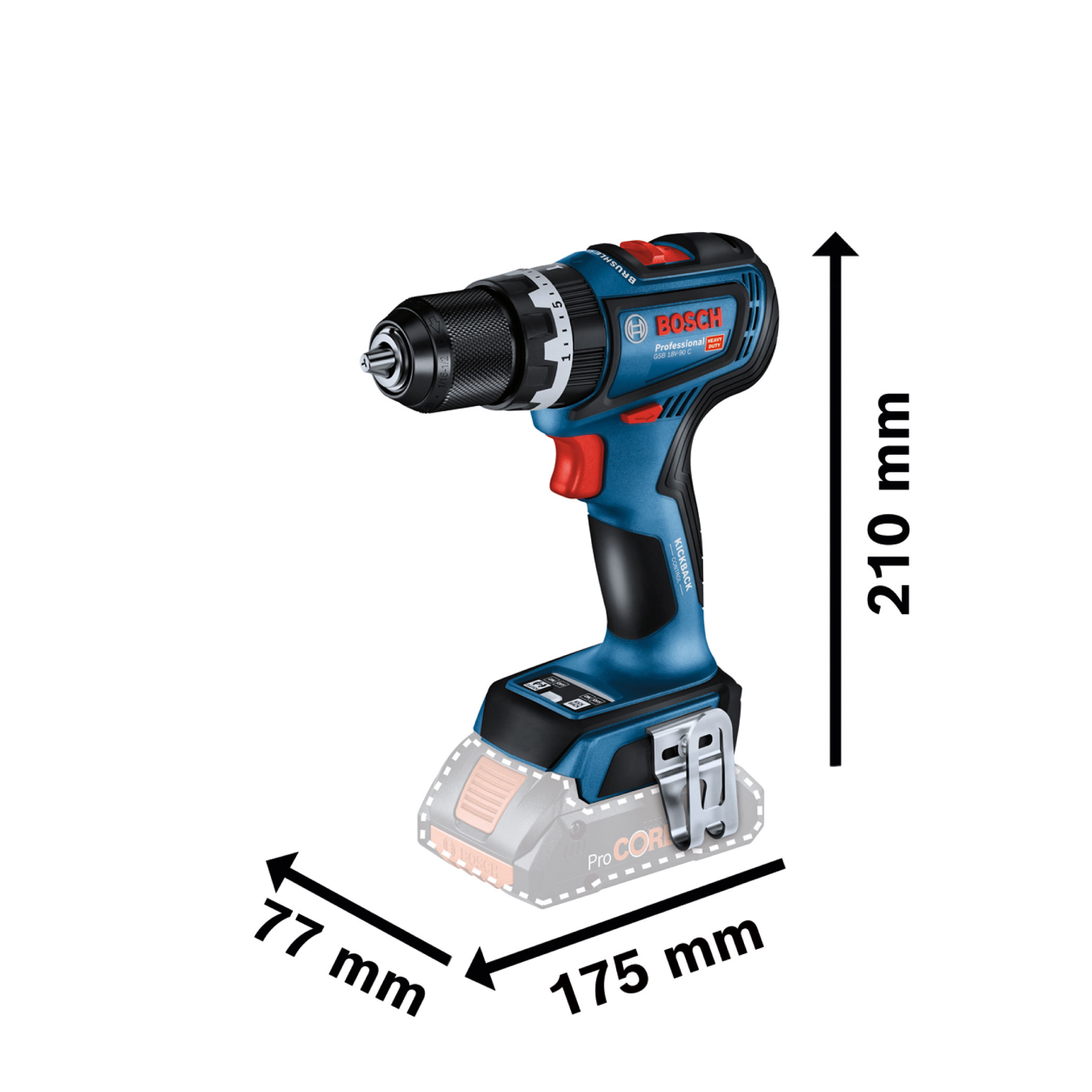 BOSCH GSB 18V 90 C Cordless Impact Drill / Driver (Solo) - Image 5
