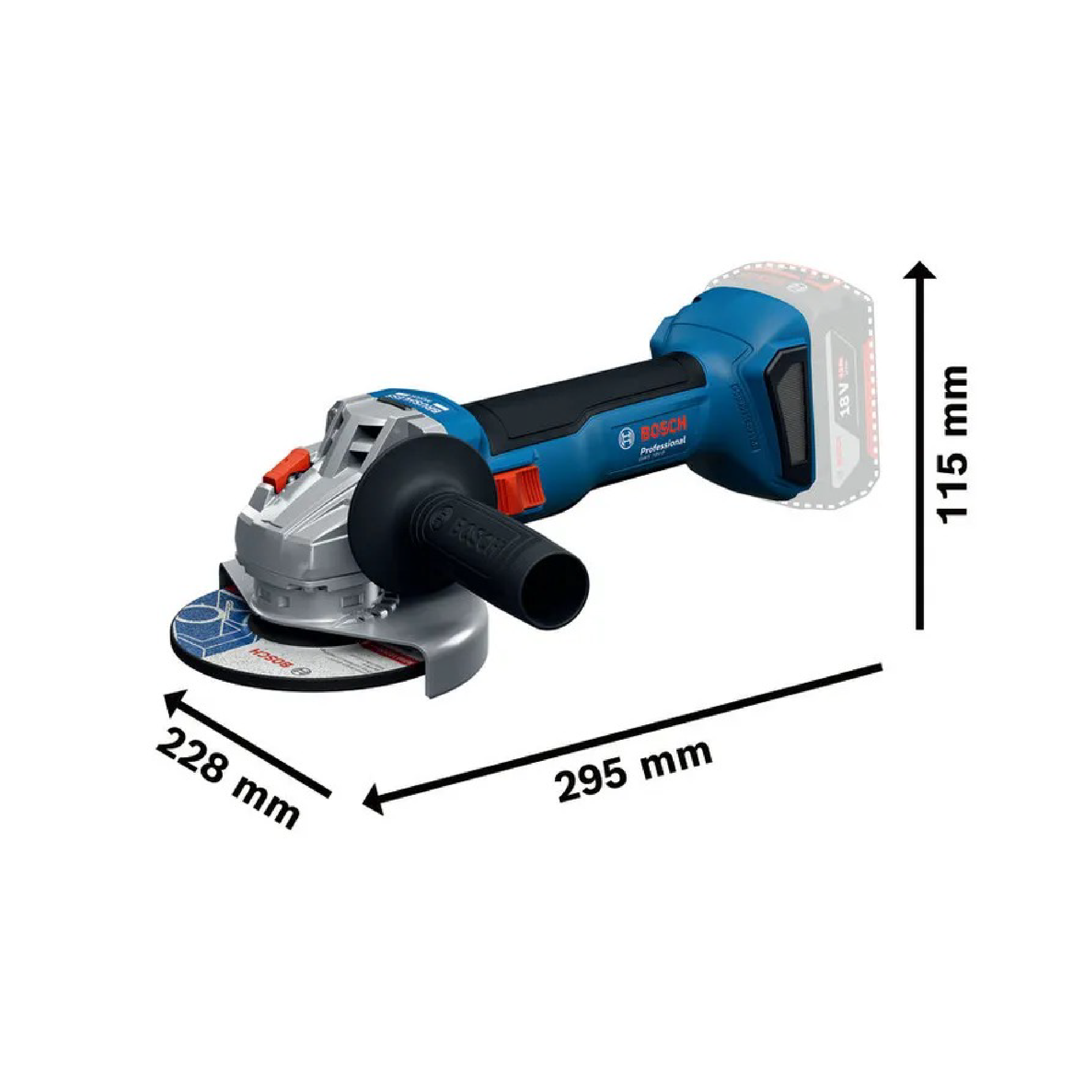 BOSCH GWS 18V-8 Cordless Angle Grinder - 06019N90L0 - Image 4