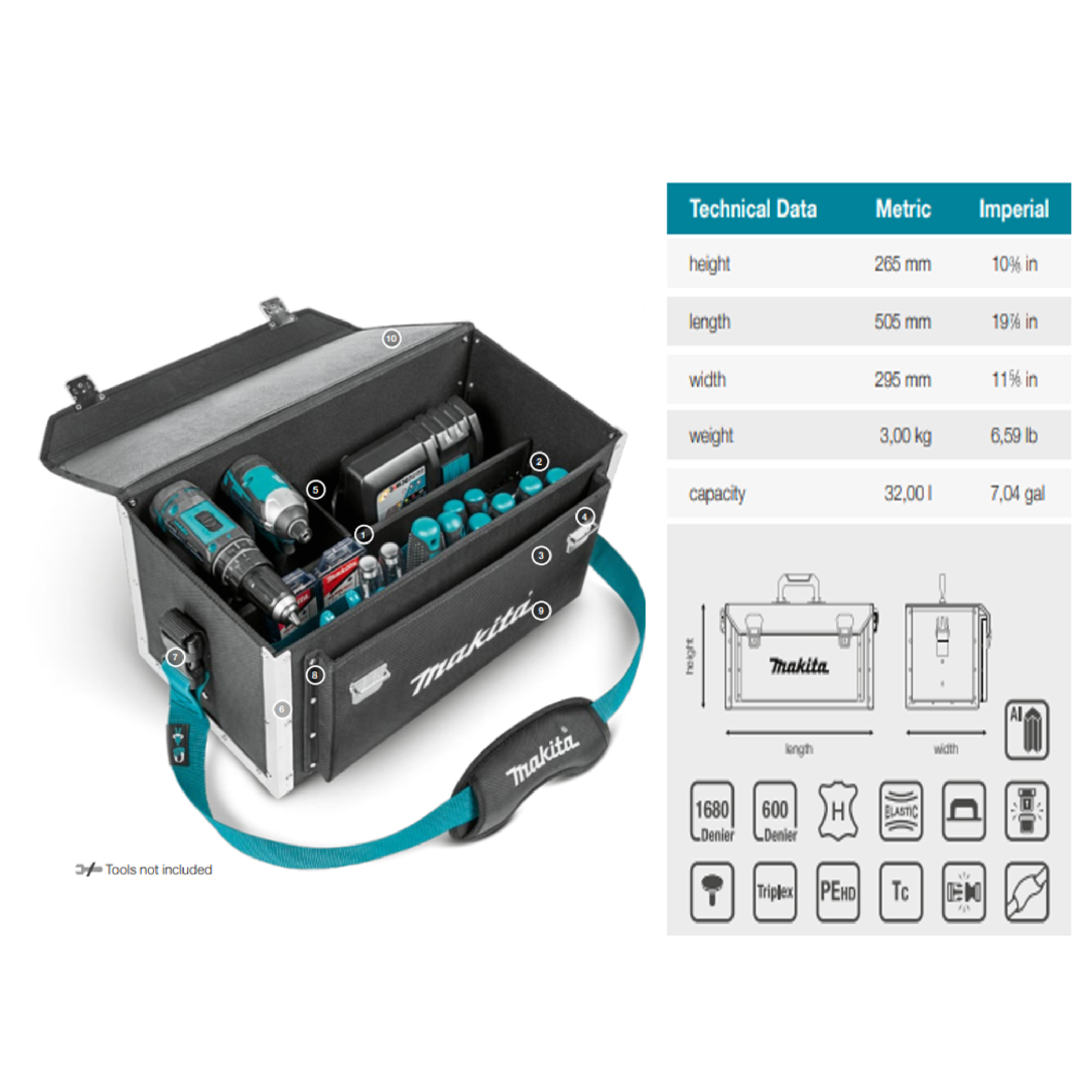 MAKITA Reinforced Adjustable Tool Case : E-15394 - Image 3