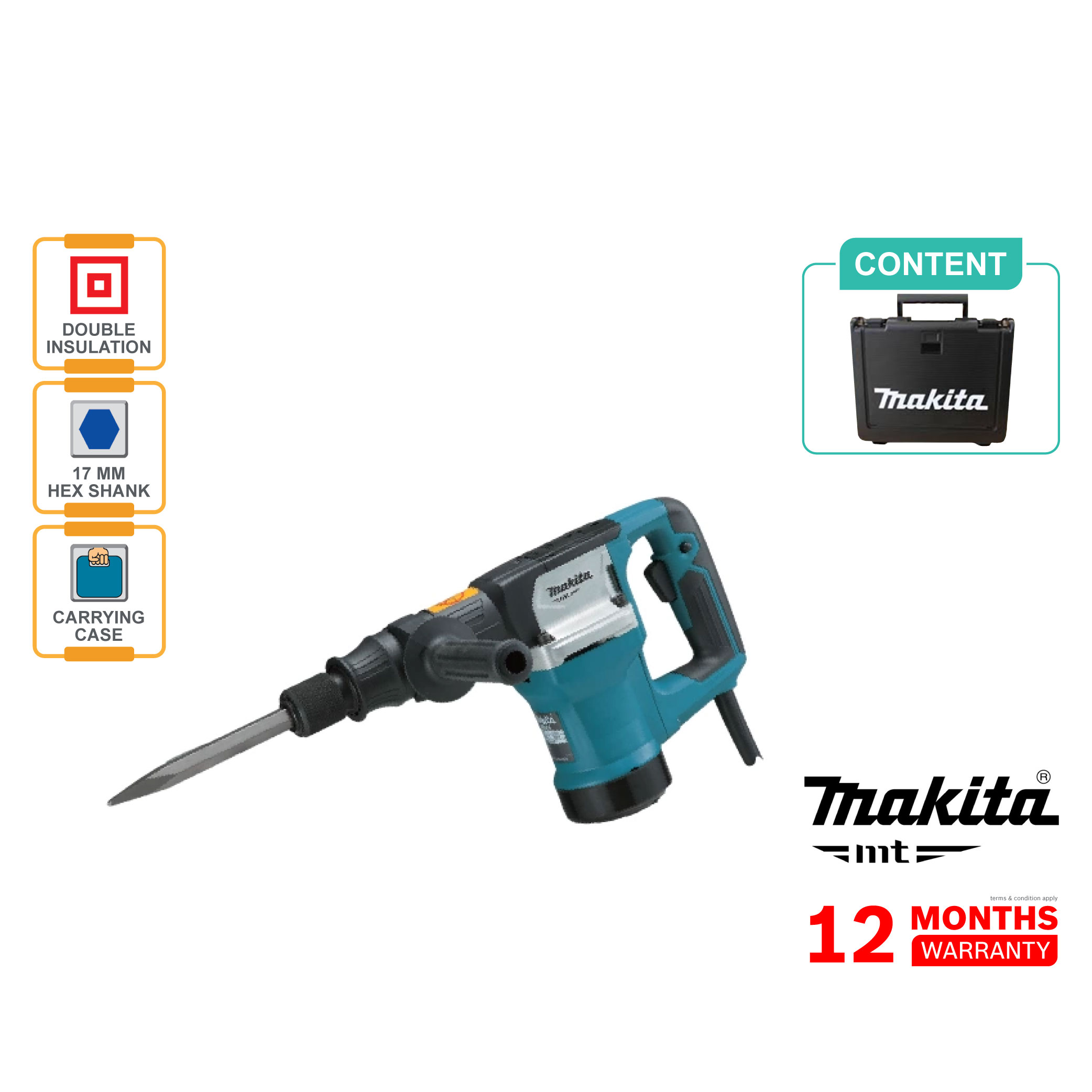 MAKITA M8600B 17mm 11/16" Hex Shank Demolition Hammer