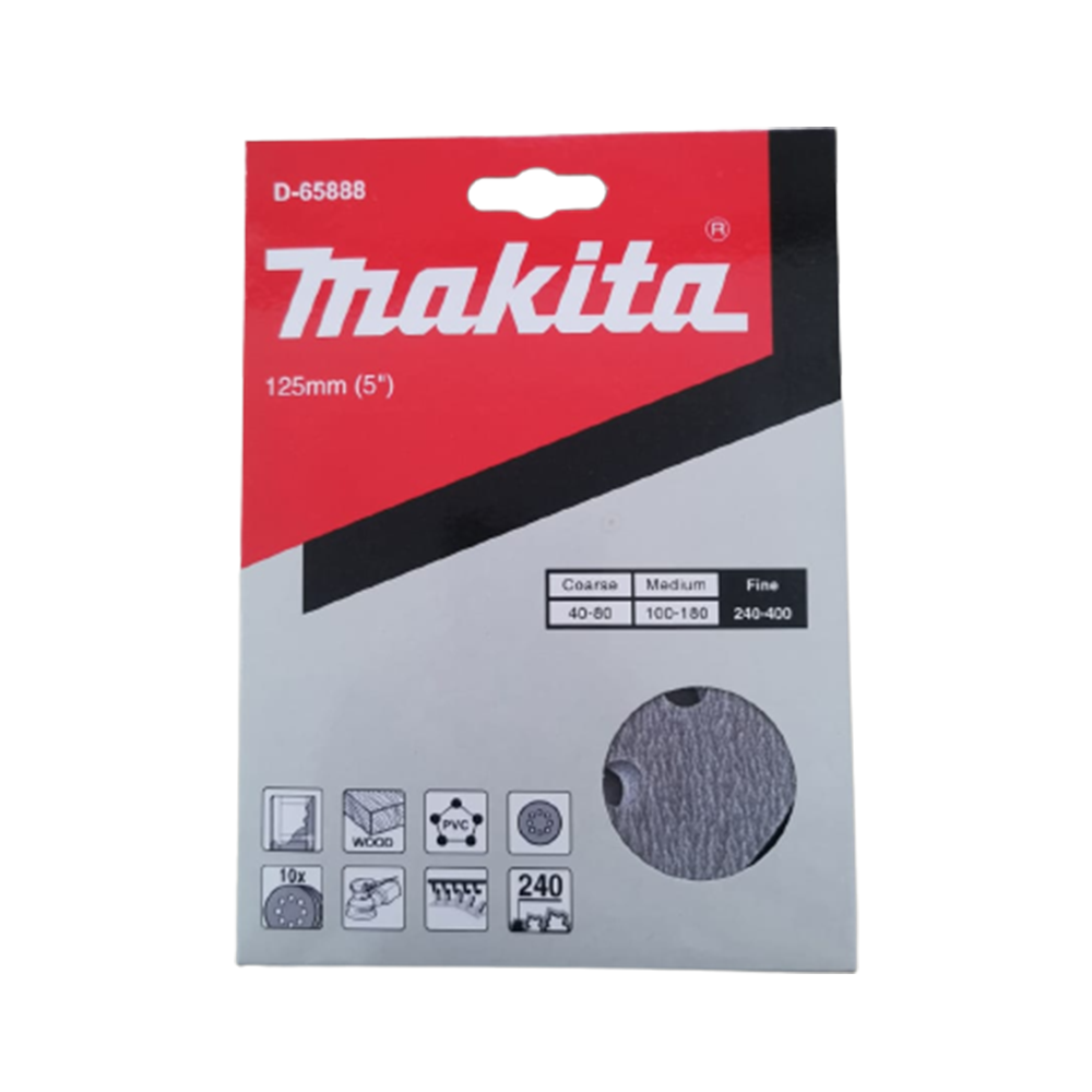 MAKITA 8 Holes Abrasive Paper Disc 5" 125mm (10 Pcs/Set) - Image 3