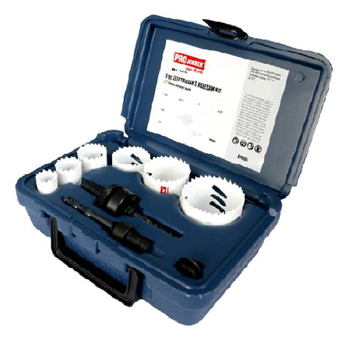 PROJOBBER M42 Fleem Ground Tooth Bi-Metal Hole Saw Set (9 Pc Electrician’s Kit)