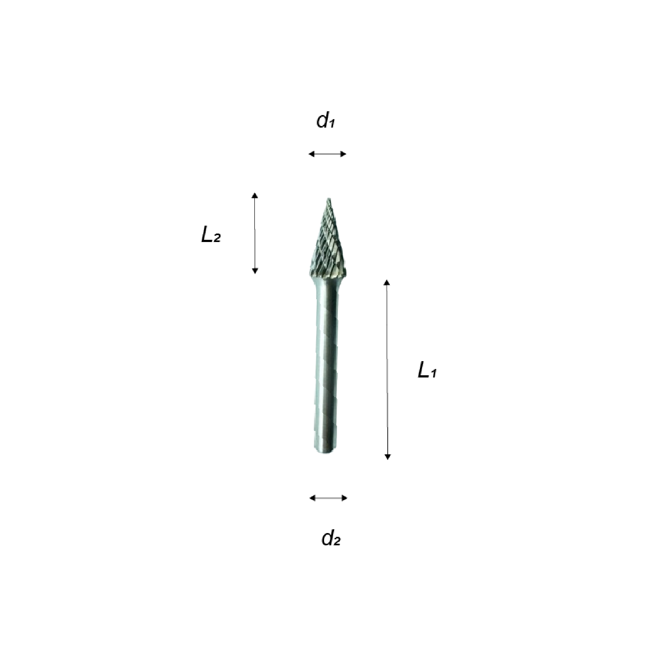 TBS Tungsten Carbide Rotary Burr Cone Pointed End (Double Cut) - Image 3