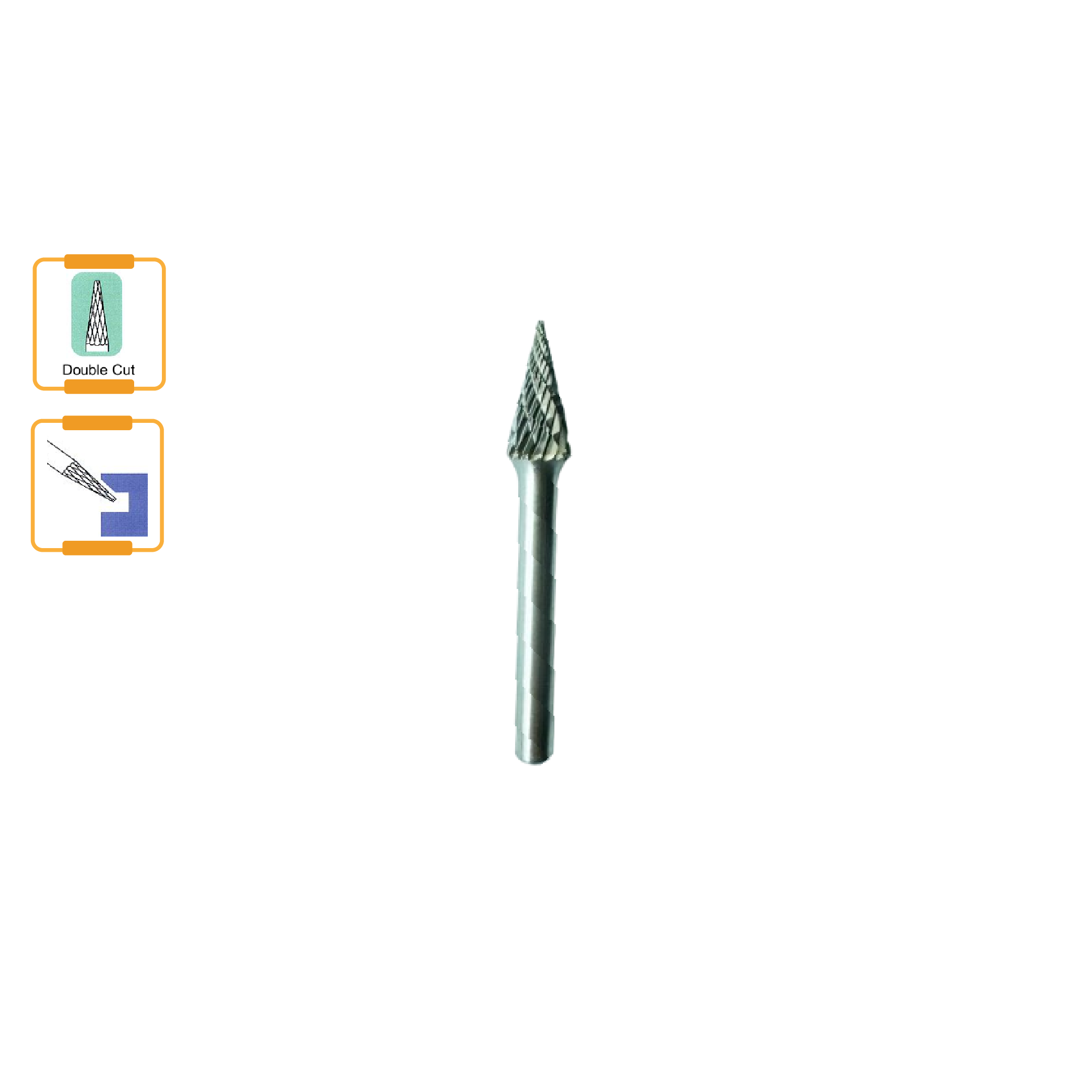 TBS Tungsten Carbide Rotary Burr Cone Pointed End (Double Cut)