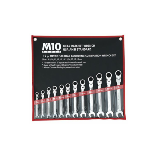M10 Gear Ratchet Flex Combination Wrench Set