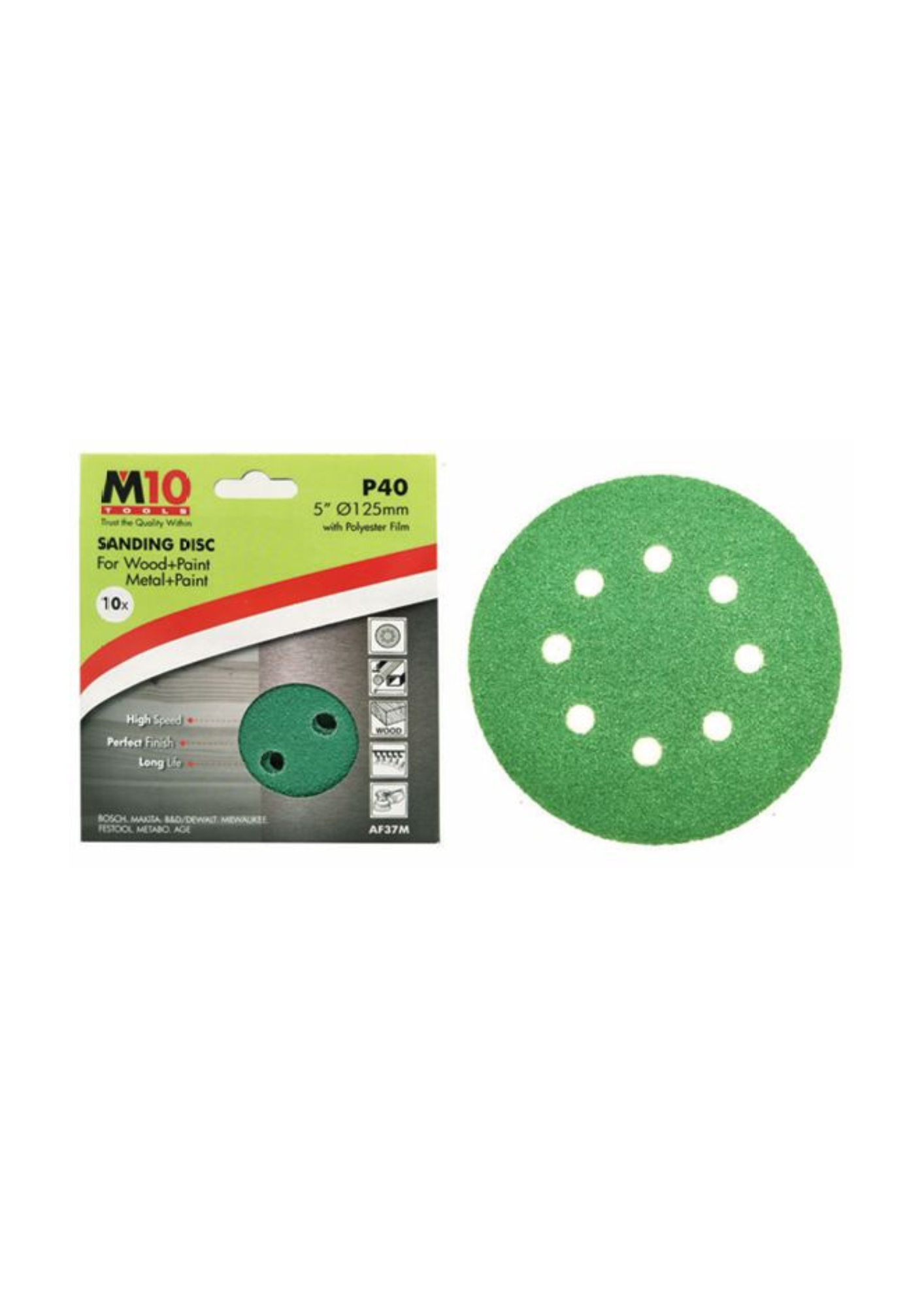 M10 5" With 8 Hole Heavy Duty Velcro Sanding Disc