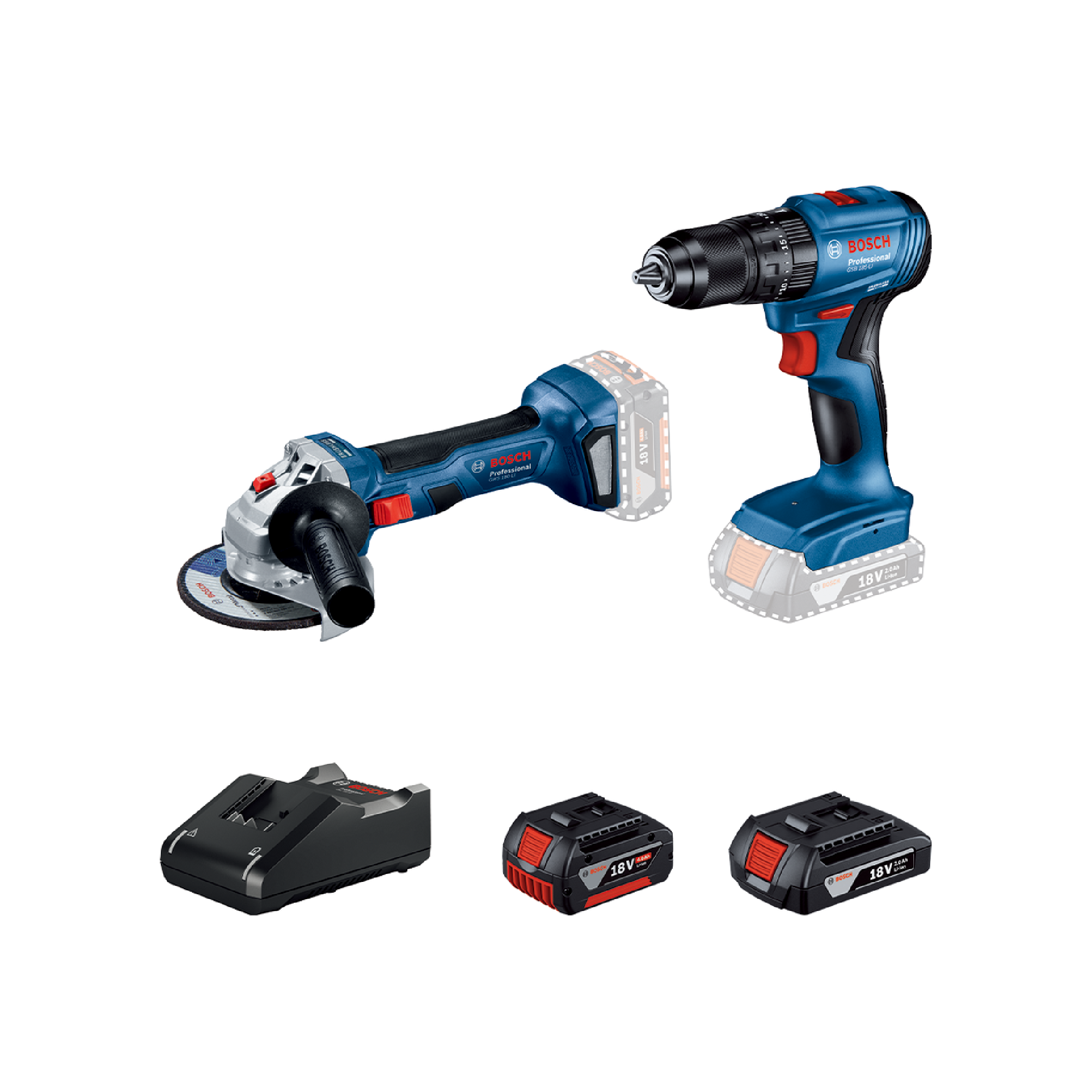 BOSCH GSB 185-LI Impact Drill+ GWS 180 LI Angle Grinder Combo Set