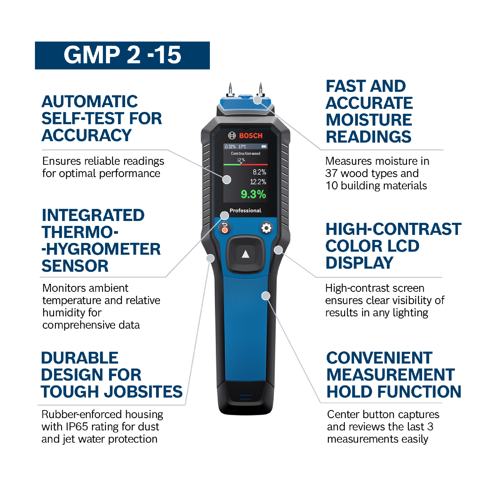 BOSCH GMP 2-15 Material Moisture Meter - 06010781K0 - Image 2